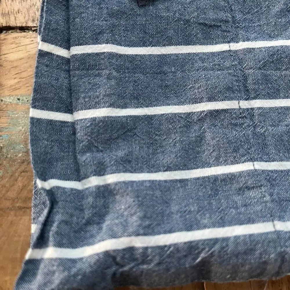 JellyMoni Queen Pillow Case Set of 2 100% Cotton Blue Striped Button Closure